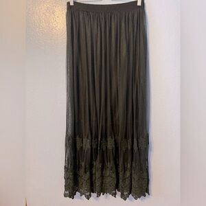 L Elegant Boho Black Lace Skirt